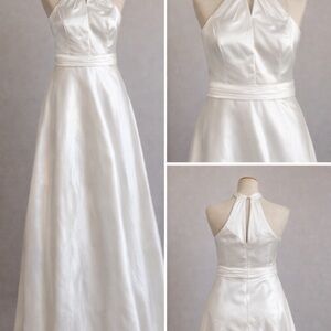 Halter Satin Wedding Dress in White